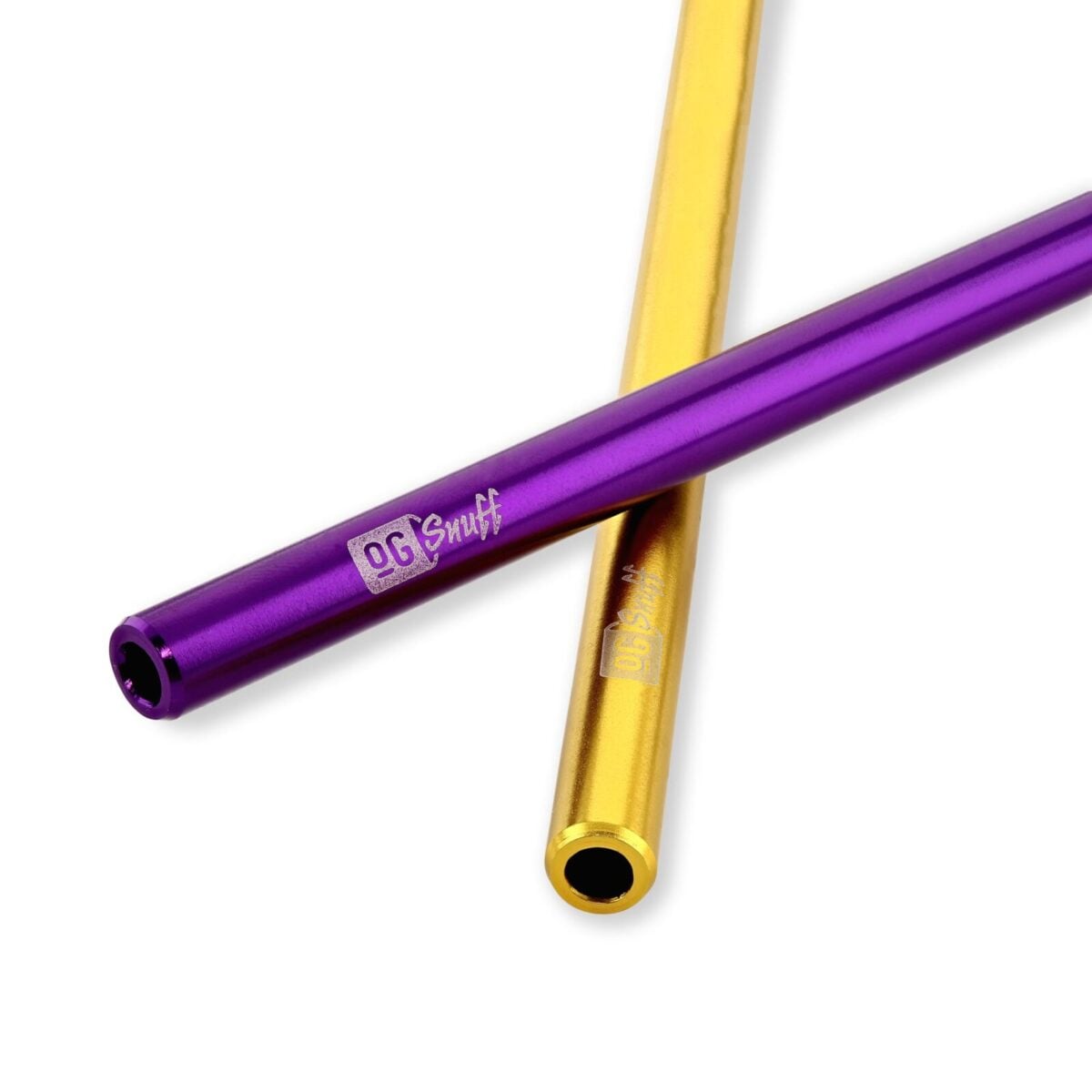 Purple and Golden Aluminum Snuff Straw Pair